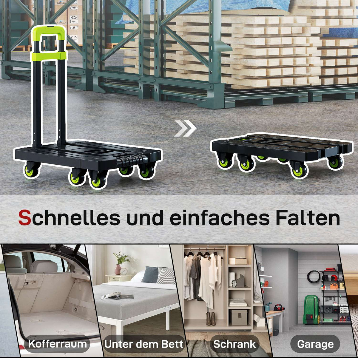 Folding Metal Hand Truck, Adjustable Handle, 49x35x102 cm