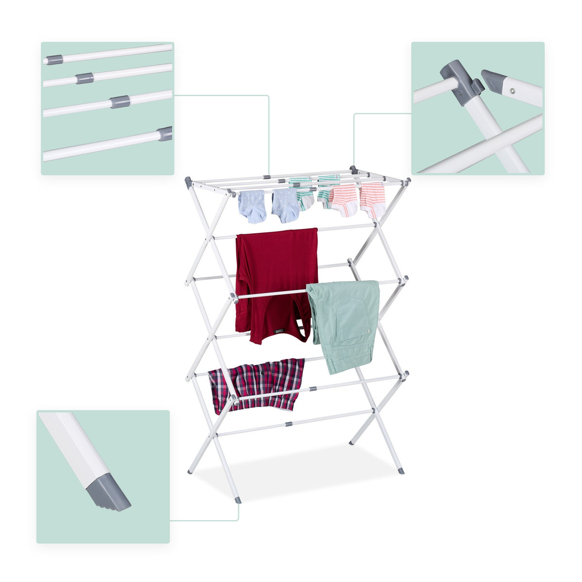 Folding Metal Laundry Rack – Space-Saving Vertical Dryer