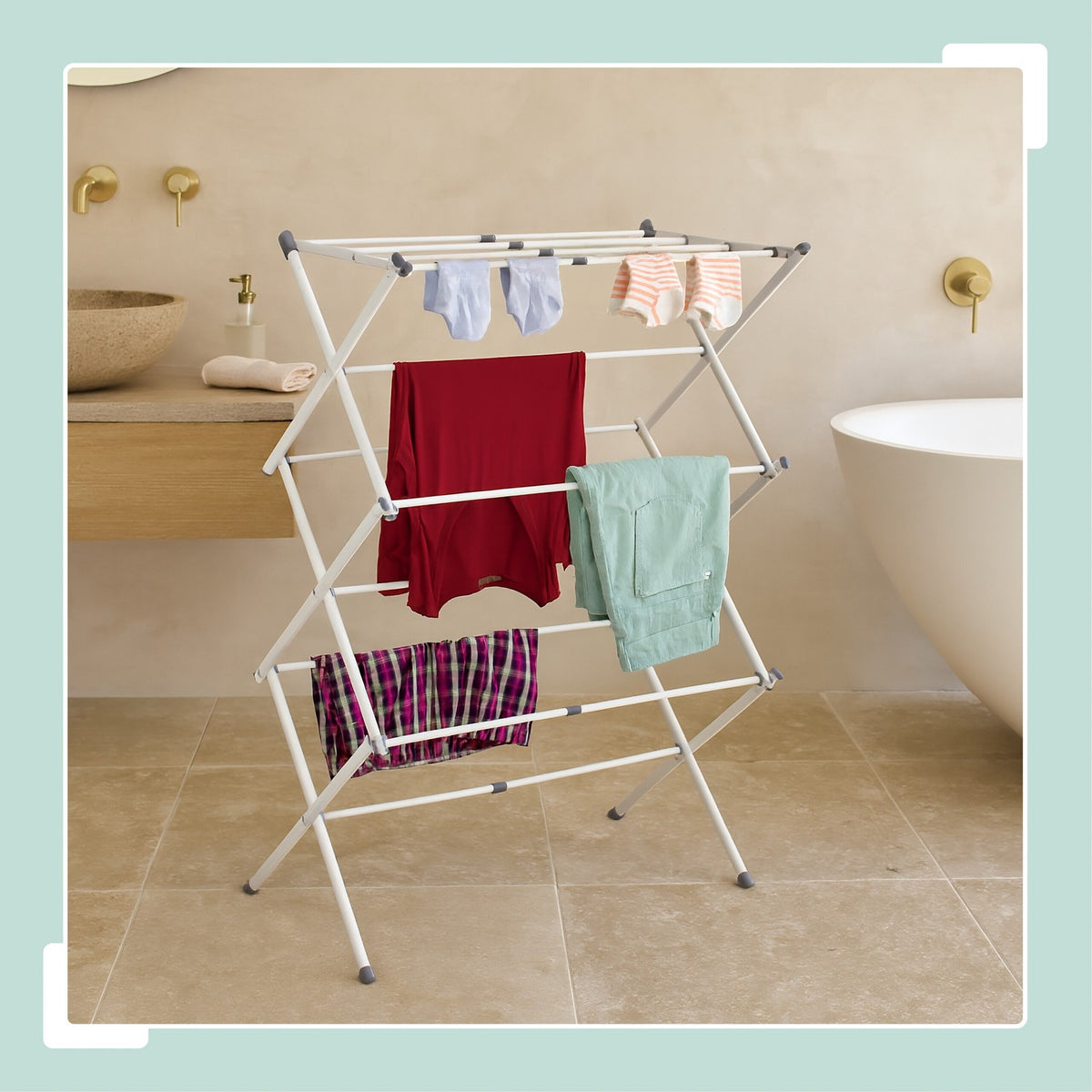 Folding Metal Laundry Rack – Space-Saving Vertical Dryer