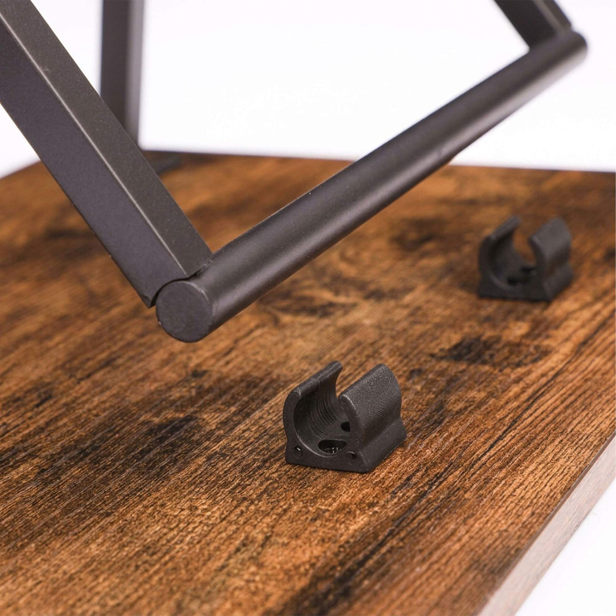 Folding Metal Table with Wood-Effect Top, 66.5×48×36 cm