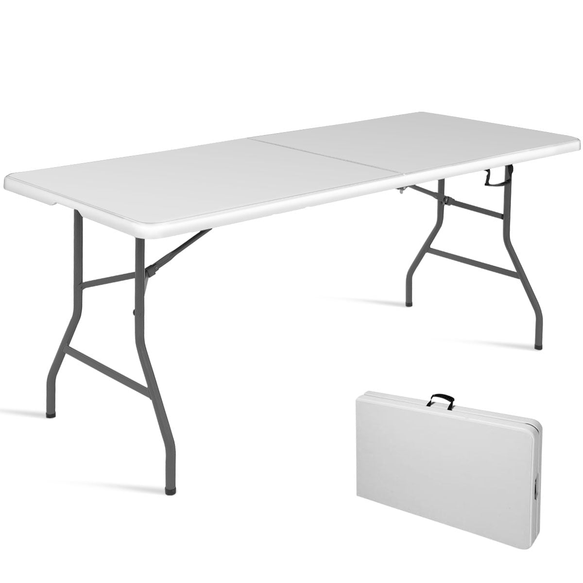 Folding Outdoor Table, HDPE Top, Steel Frame, Portable
