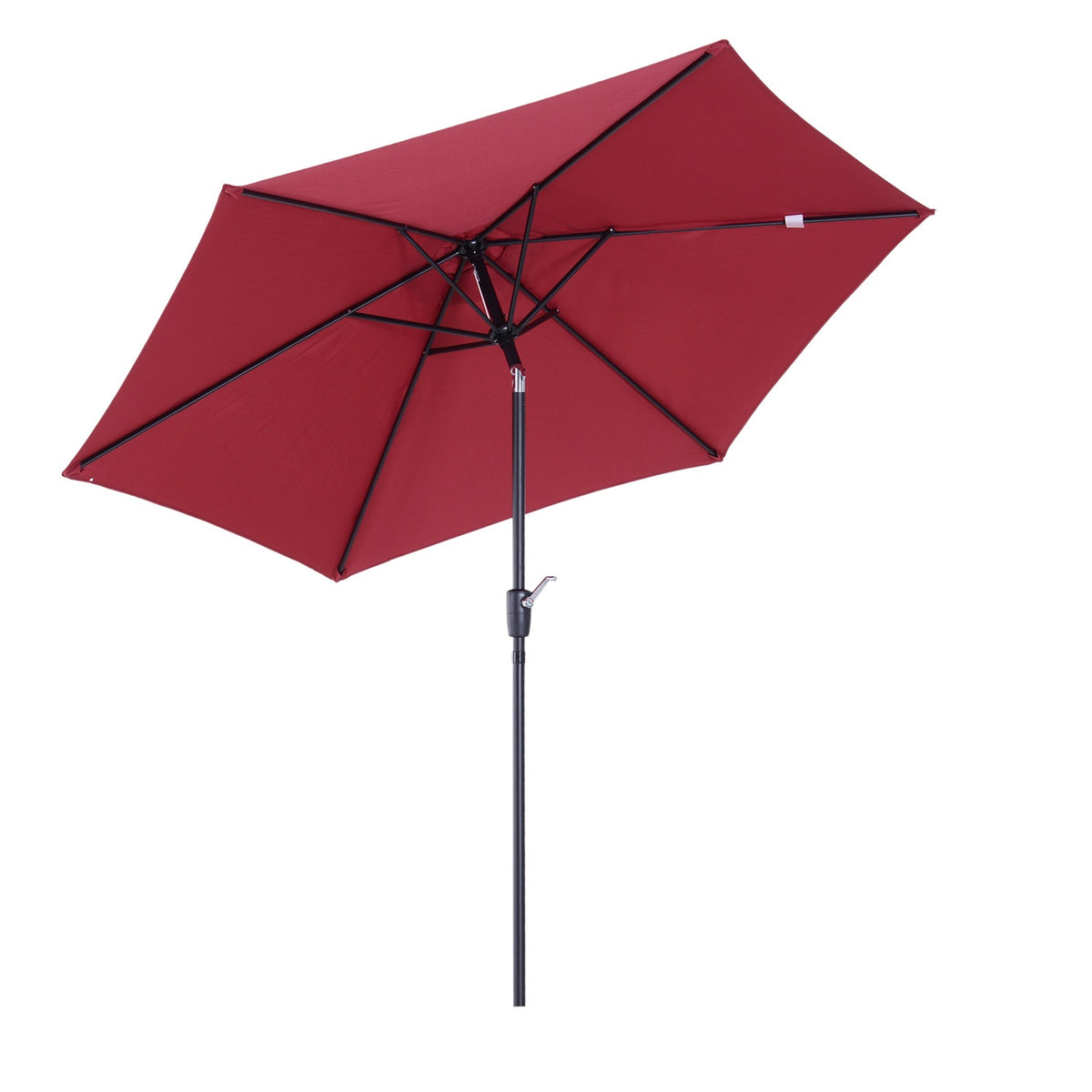 Folding Parasol With Hand Crank, Aluminum, 180/㎡ Polyester, Red, ∅2.7 X 2.35 M