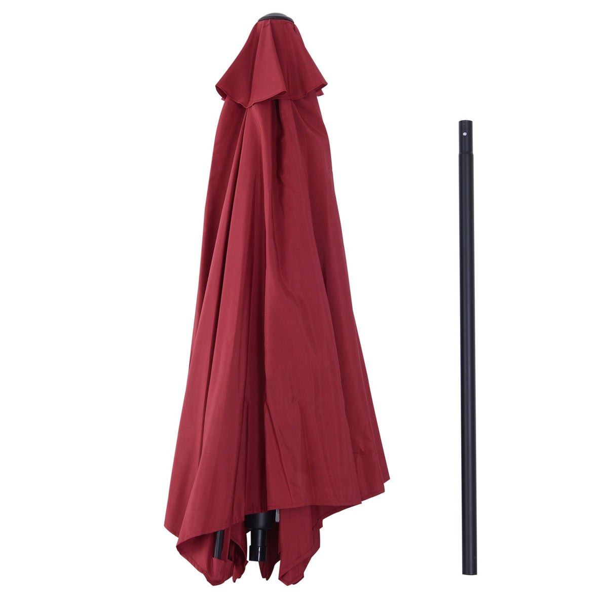 Folding Parasol With Hand Crank, Aluminum, 180/㎡ Polyester, Red, ∅2.7 X 2.35 M