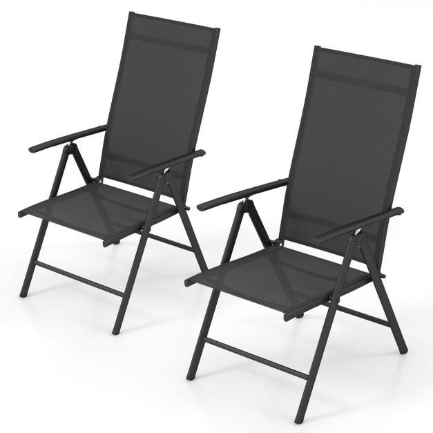 Folding Patio Chairs, 2-Pack, 7-Position, 180 Kg
