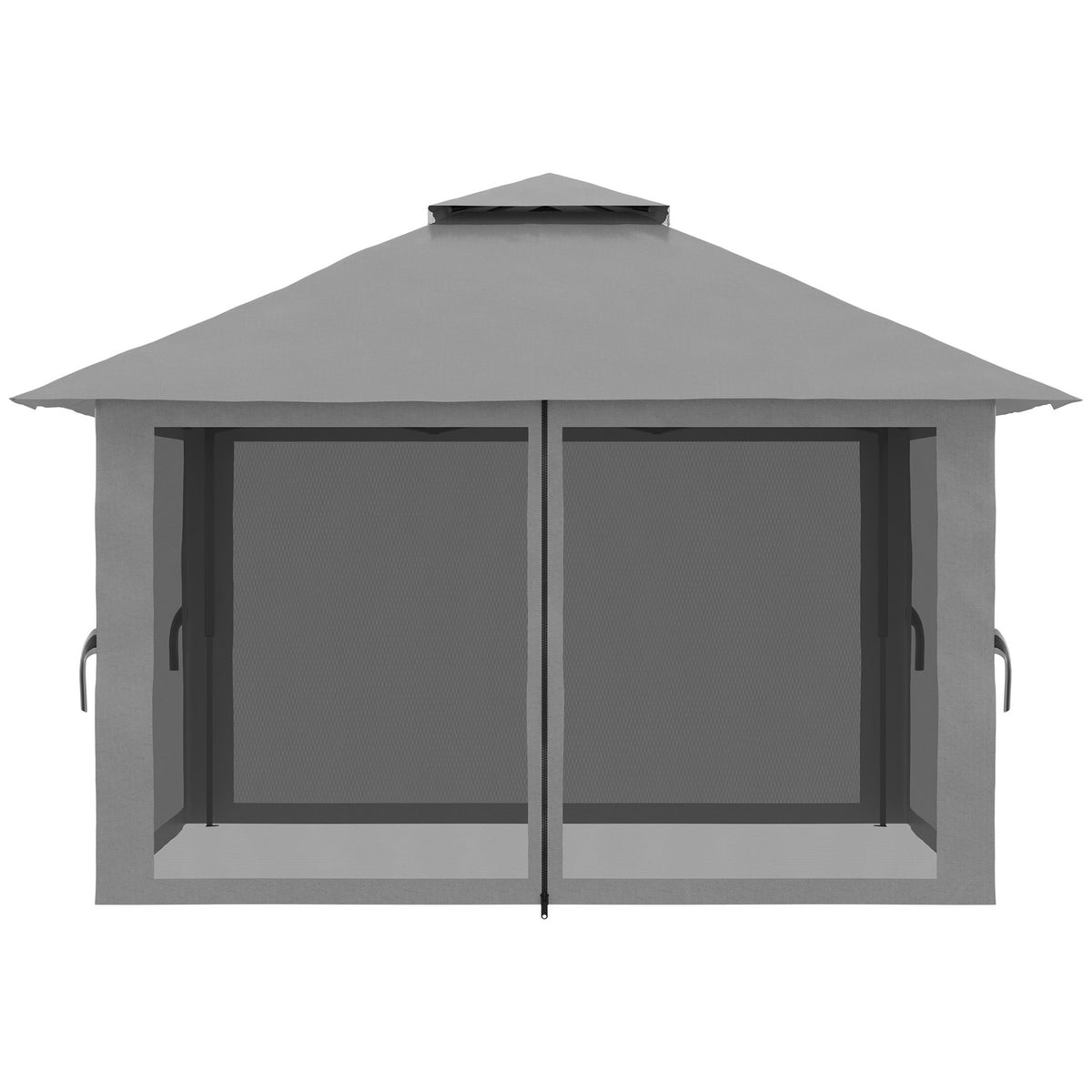 Folding Pavilion 4X4M Pop-Up Garden Pavilion With Uv Protection And Mesh Walls, Double Roof, Dark Gray