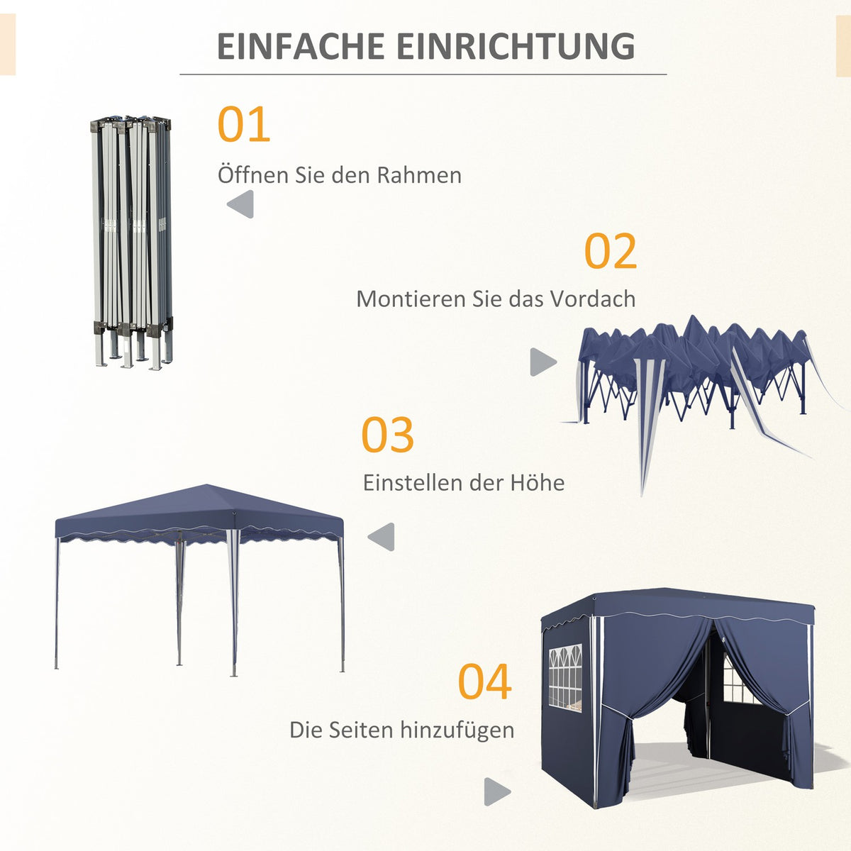 Folding Pavilion Approx. 3 X 3 M, Pavilion With Side Walls, Window, Marquee, Garden Pavilion With Uv Protection, Party Tent With Carry Bag, Blue