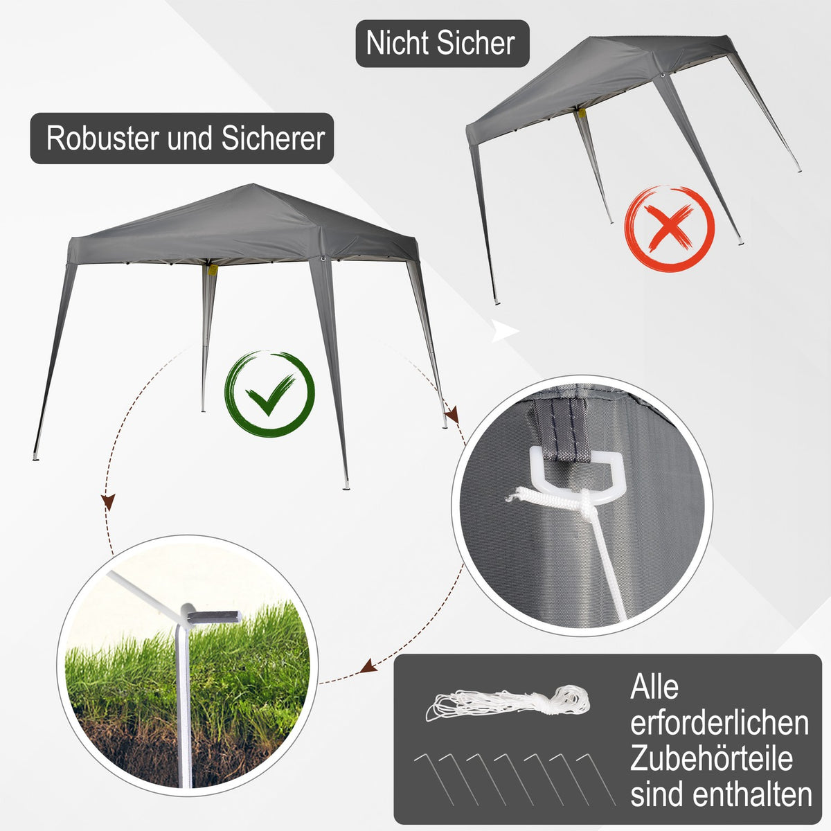 Folding Pavilion Pavilion Folding Tent Party Tent Incl. Carrying Bag 2.4X2.4M Steel Gray