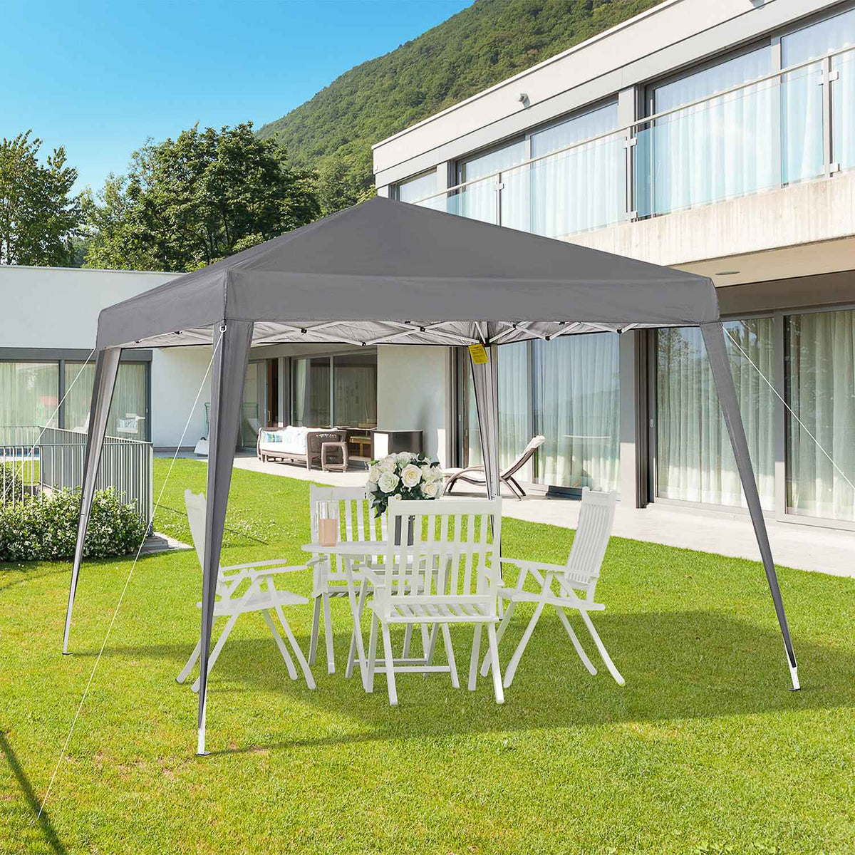 Folding Pavilion Pavilion Folding Tent Party Tent Incl. Carrying Bag 2.4X2.4M Steel Gray