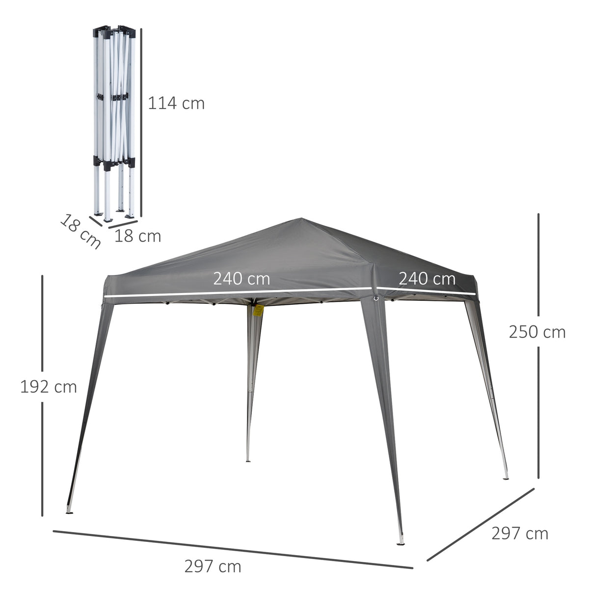 Folding Pavilion Pavilion Folding Tent Party Tent Incl. Carrying Bag 2.4X2.4M Steel Gray