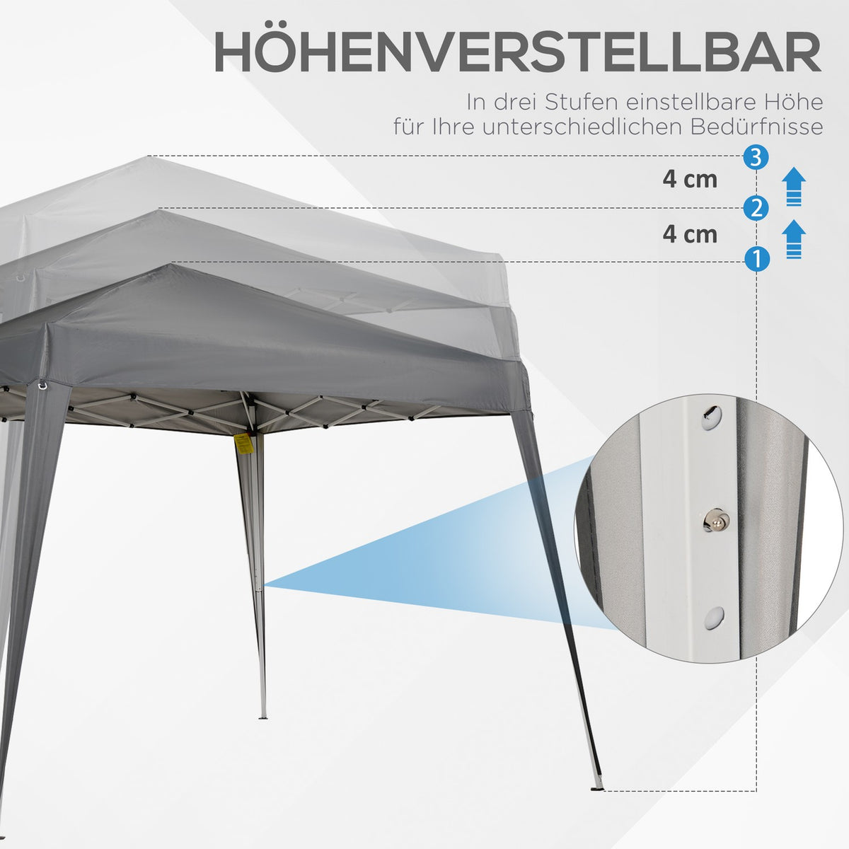 Folding Pavilion Pavilion Folding Tent Party Tent Incl. Carrying Bag 2.4X2.4M Steel Gray