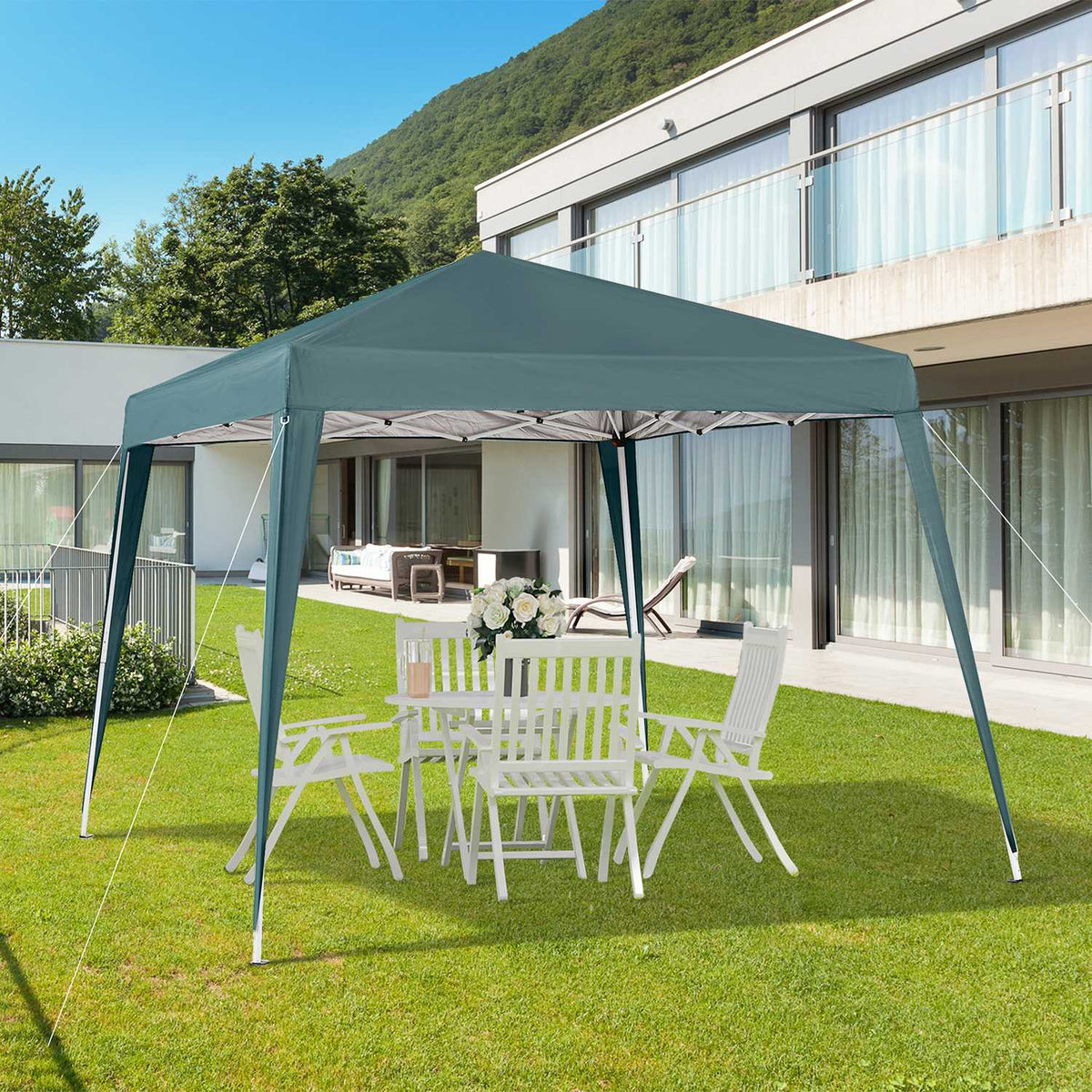 Folding Pavilion Pavilion Folding Tent Party Tent Incl. Carrying Bag 2.4X2.4M Steel Green