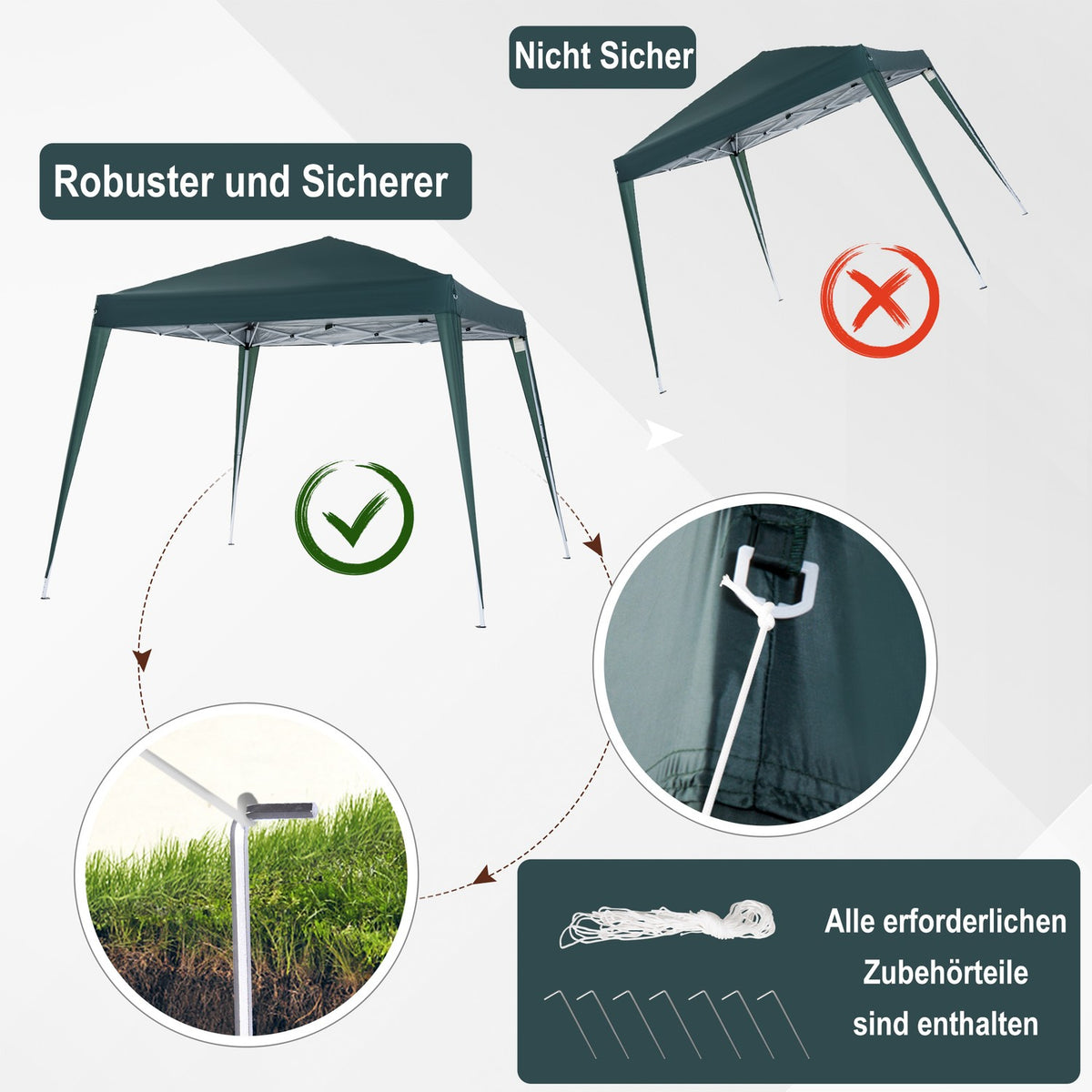 Folding Pavilion Pavilion Folding Tent Party Tent Incl. Carrying Bag 2.4X2.4M Steel Green