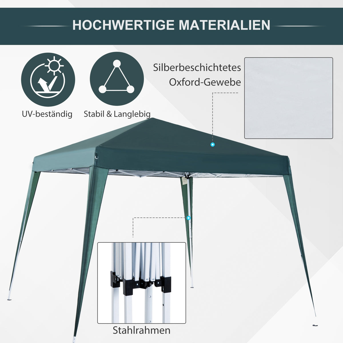 Folding Pavilion Pavilion Folding Tent Party Tent Incl. Carrying Bag 2.4X2.4M Steel Green