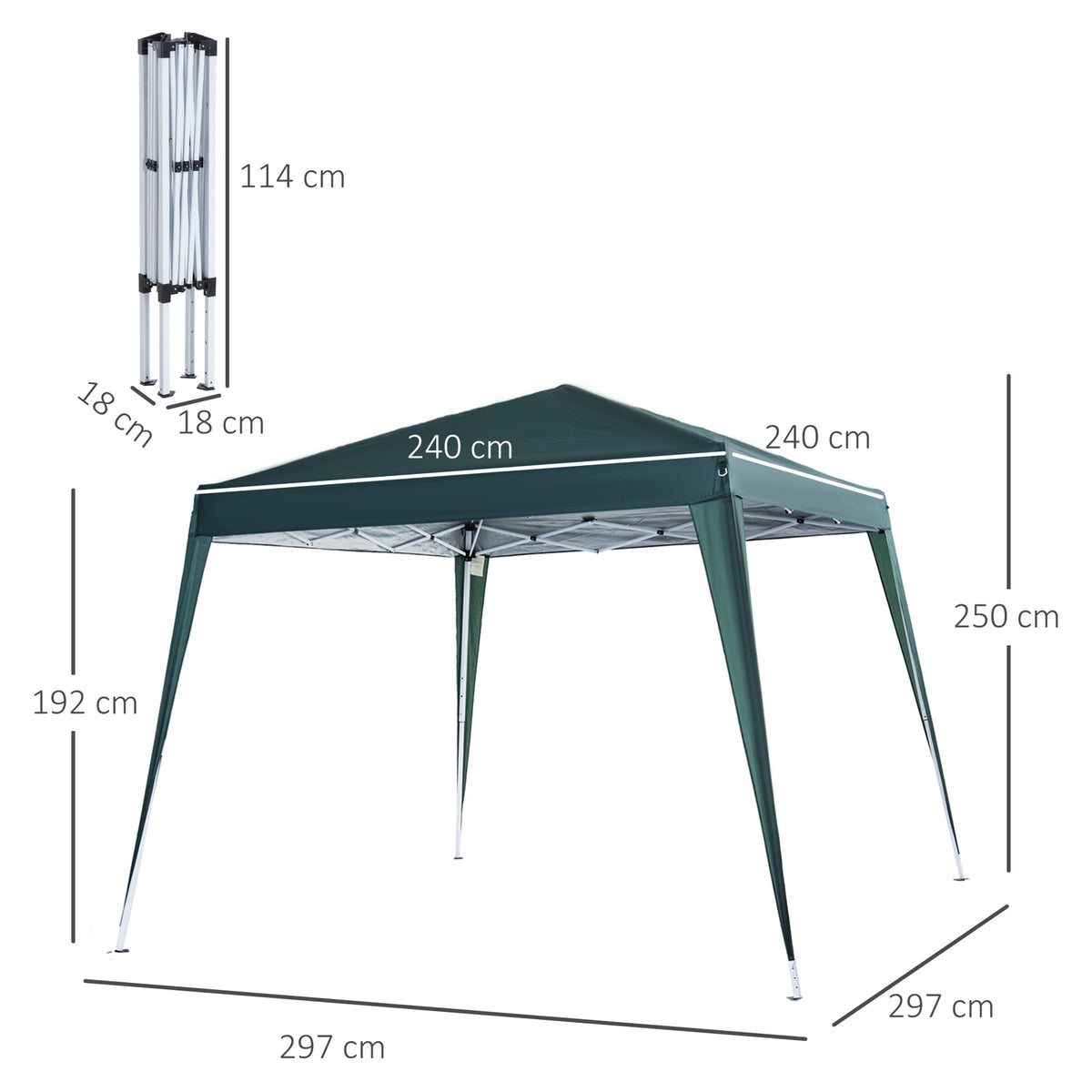 Folding Pavilion Pavilion Folding Tent Party Tent Incl. Carrying Bag 2.4X2.4M Steel Green