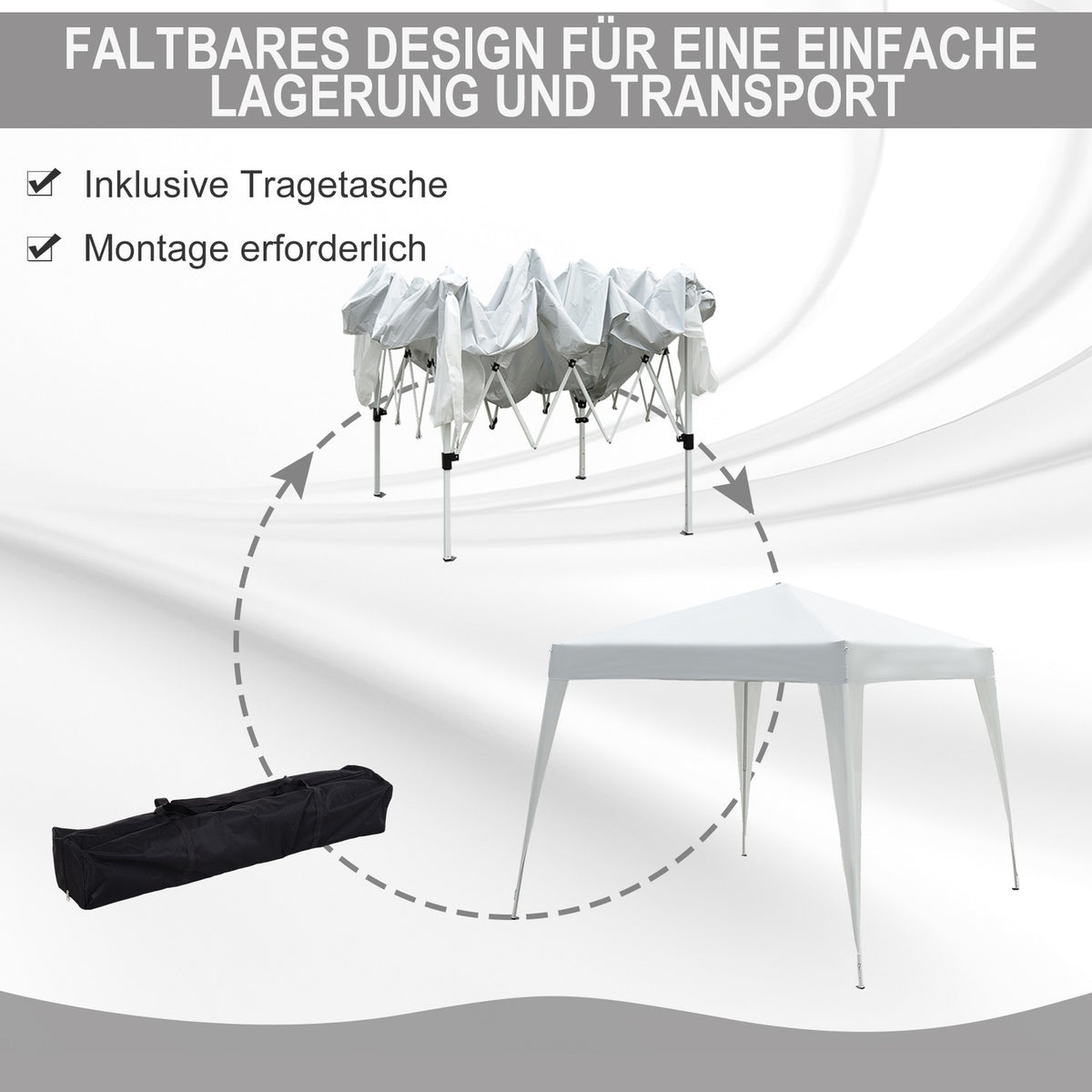 Folding Pavilion Pavilion Folding Tent Party Tent Incl. Carrying Bag 2.4X2.4M Steel White