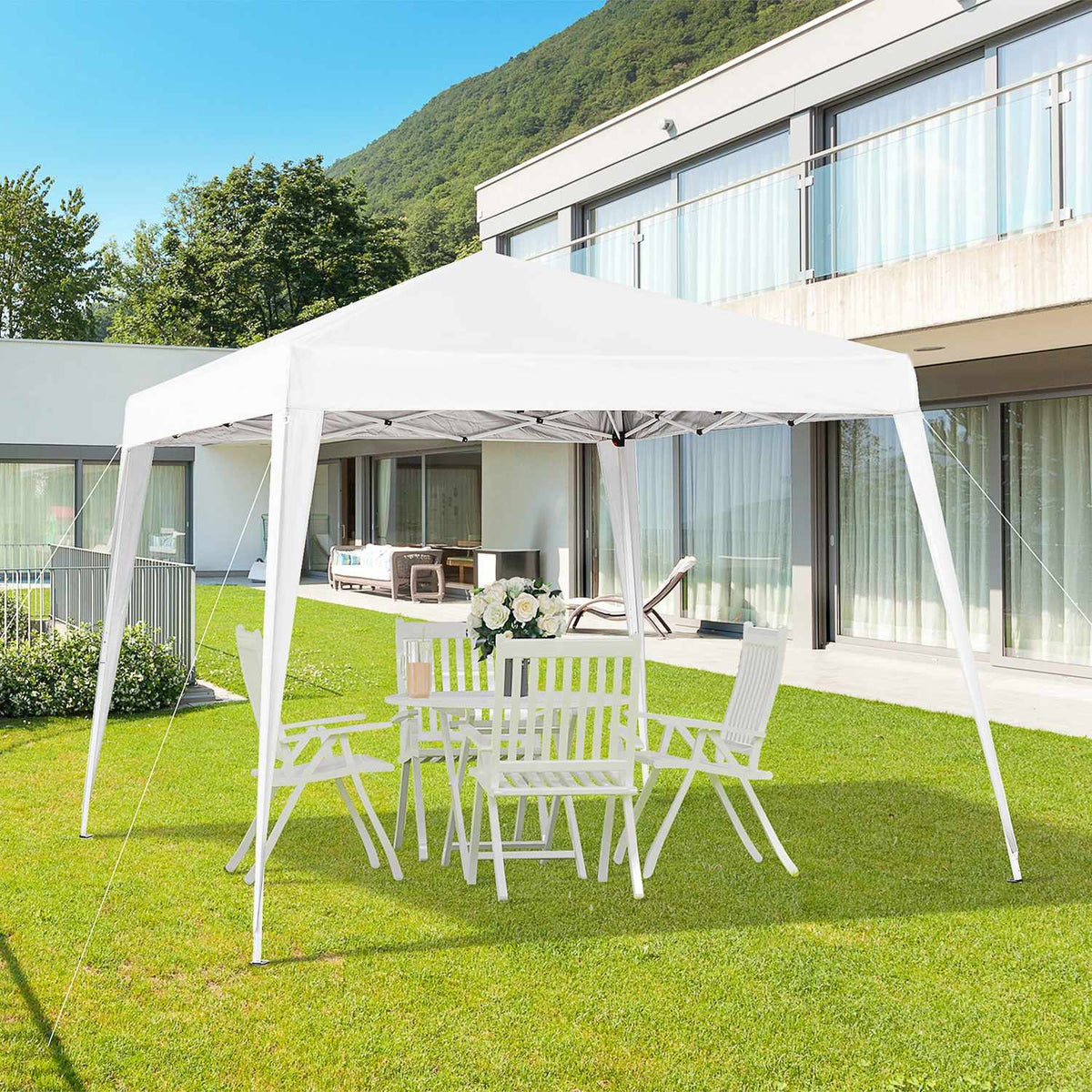 Folding Pavilion Pavilion Folding Tent Party Tent Incl. Carrying Bag 2.4X2.4M Steel White