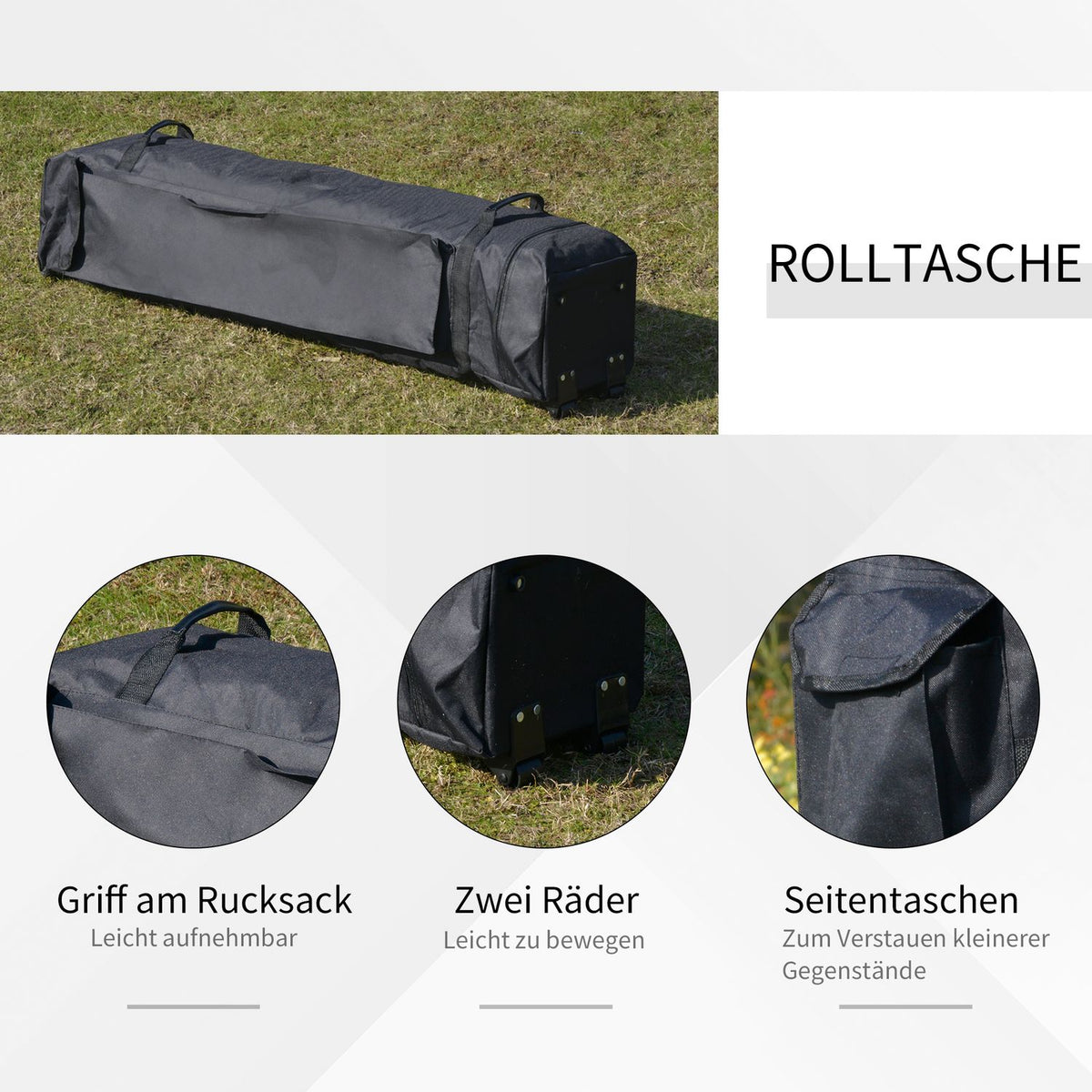 Folding Pavilion Pop-Up Tent Garden Pavilion Incl. Roll Bag Steel+Oxford+Mesh Gray 3.64X3.64X2.94M