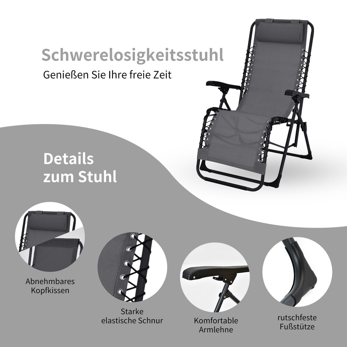Folding Reclining Patio Chair Set, 2 Chairs and Table