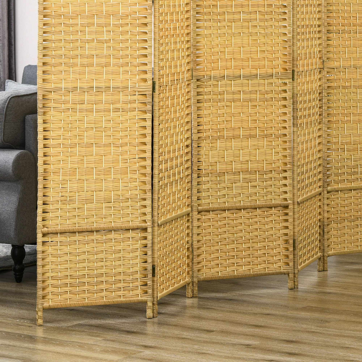 Folding Room Divider, 6-Panel Pine Frame, 270x180 cm
