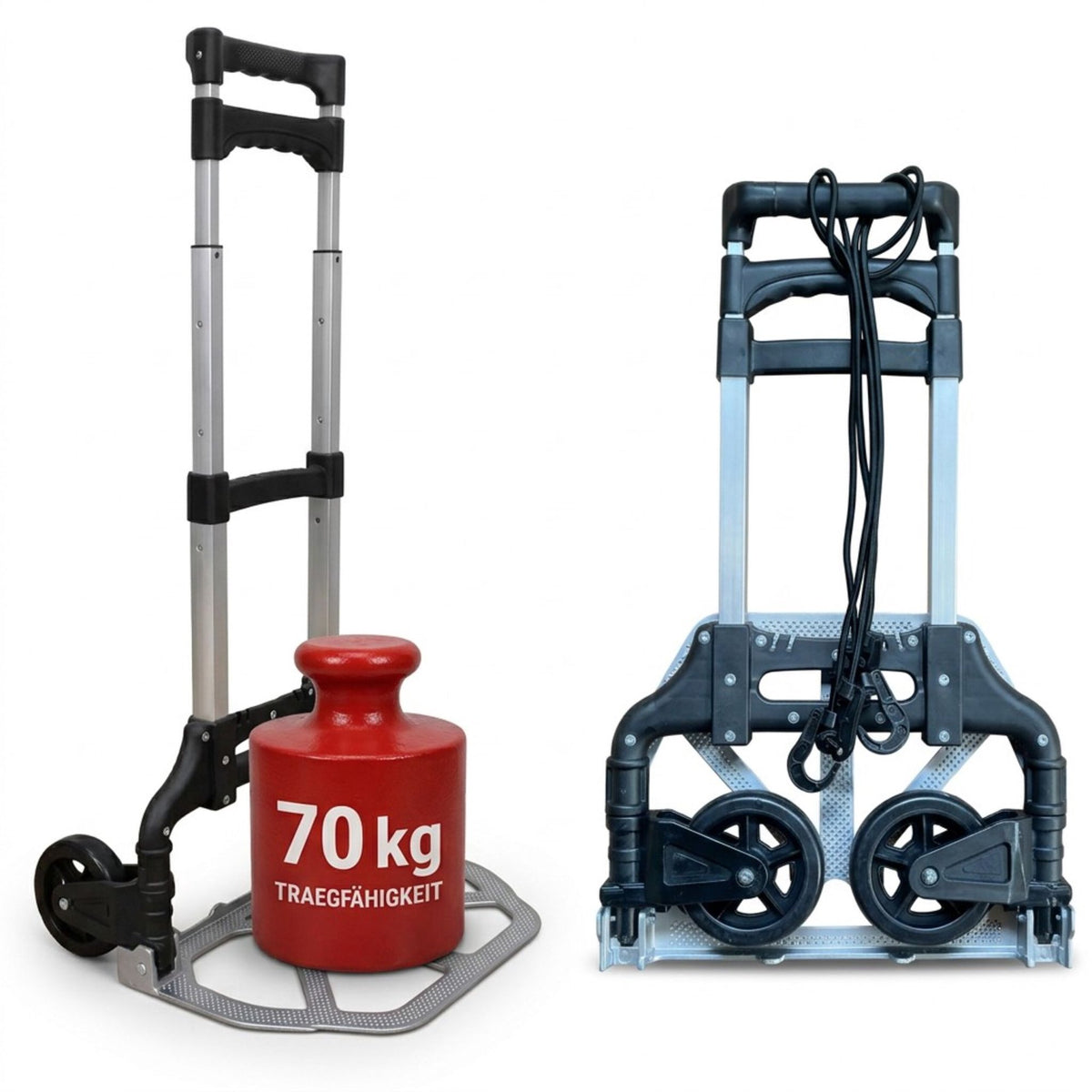 Folding Sack Truck with Bungee Cords, 70 kg Capacity