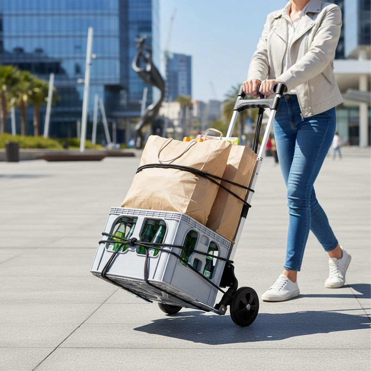Folding Sack Truck with Bungee Cords, 70 kg Capacity