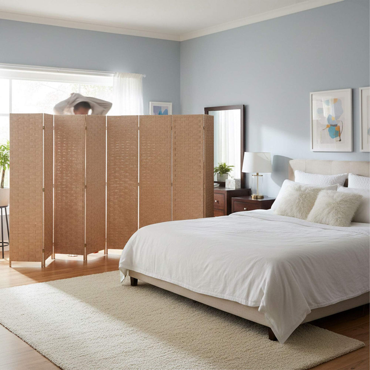 Folding Screen Room Divider, 8-Panel, Space-Saving Design