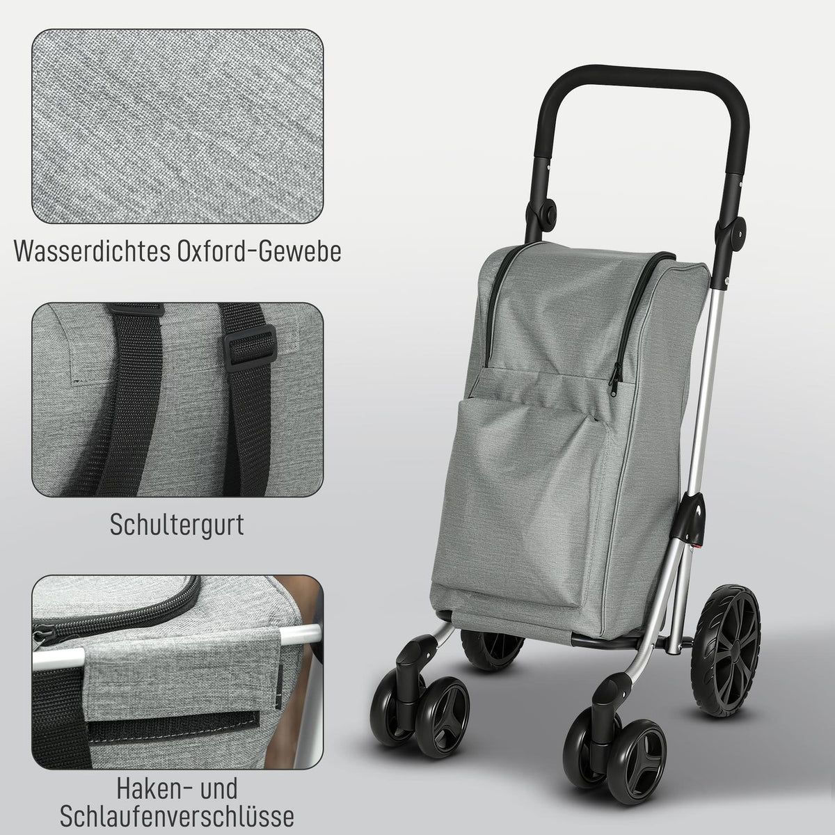 Folding Shopping Cart, 46L Bag, Cooler, Adjustable Handle
