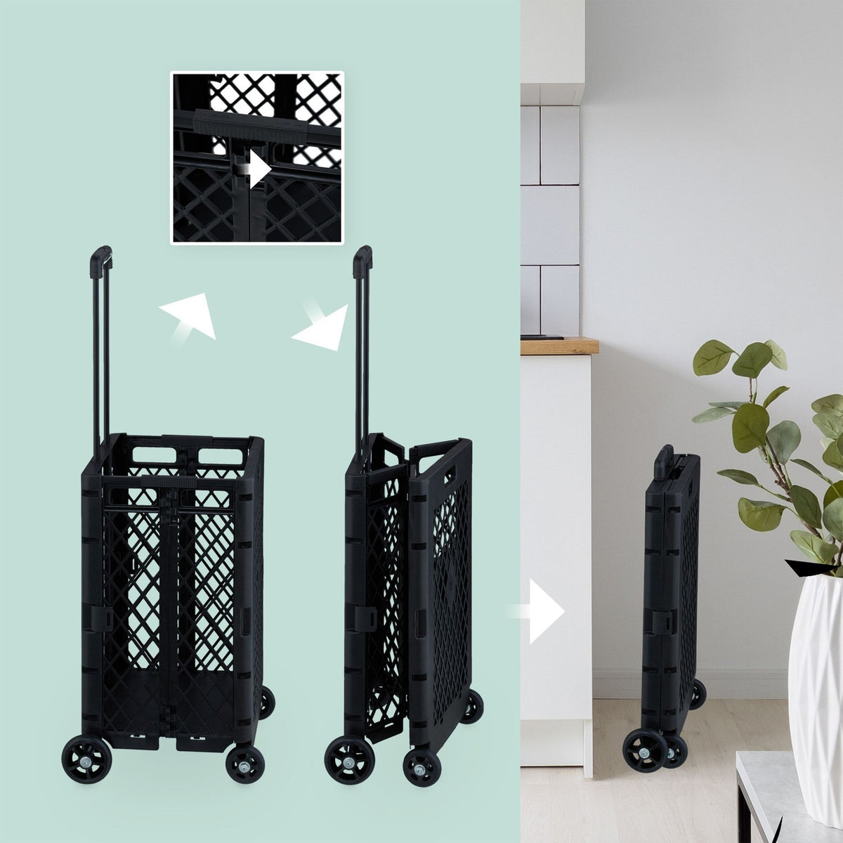 Folding Shopping Cart with Wheels – Large Capacity