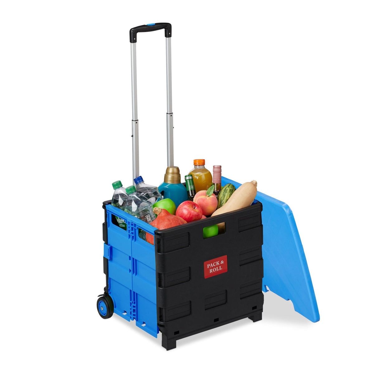 Folding Shopping Trolley with Lid, 35kg Capacity