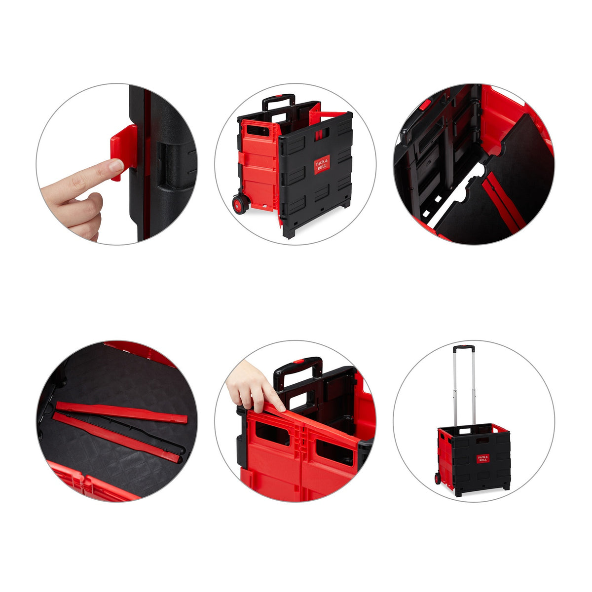 Folding Shopping Trolley with Wheels, 35kg Capacity