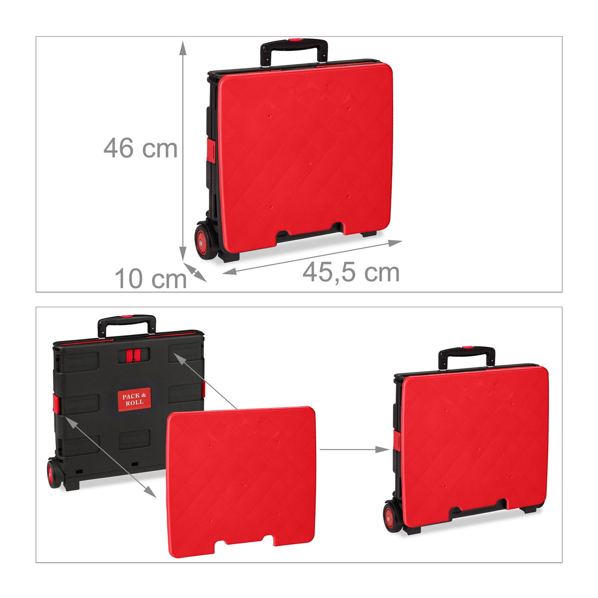 Folding Shopping Trolley with Wheels, 35kg Capacity