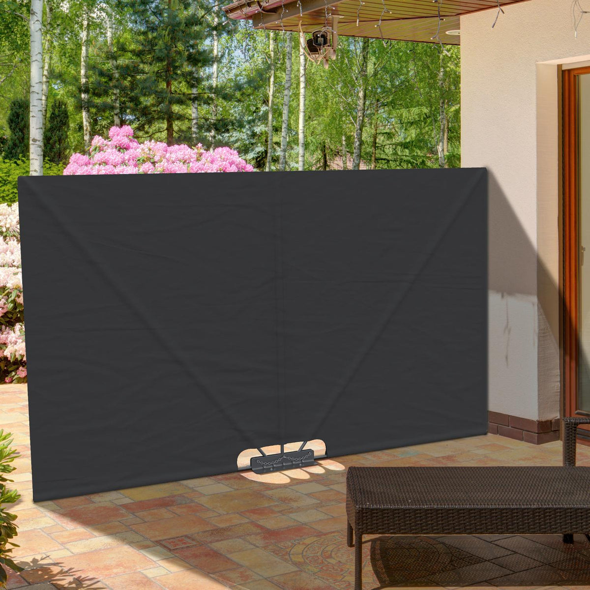 Folding Side Awning, 237 X 160Cm Garden Awning, Privacy Screen With Uv Protection, Wind Protection With Steel Frame, For Balcony, Terrace, Polyester, Dark Gray