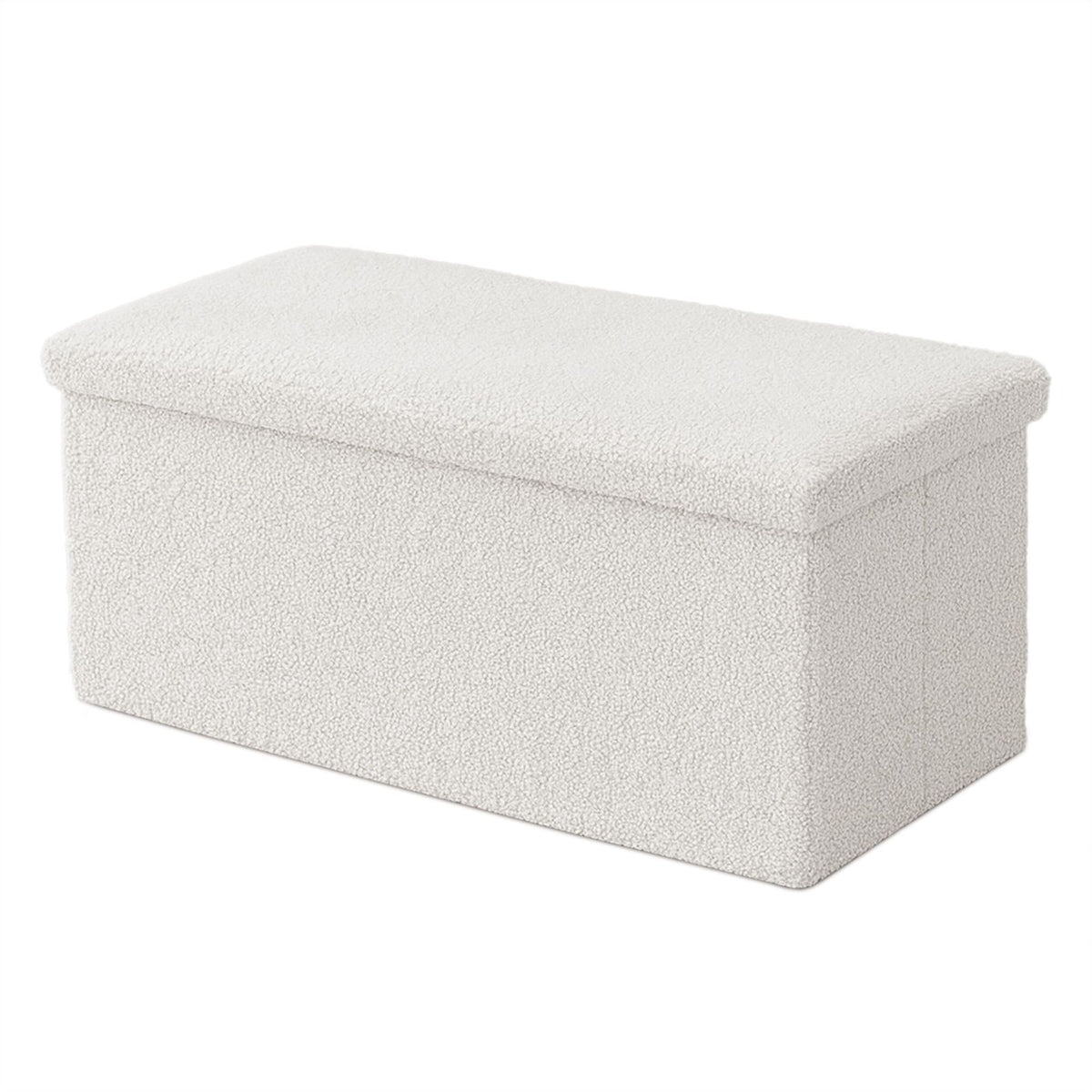 Folding Storage Bench, Teddy Fabric, Seats 2