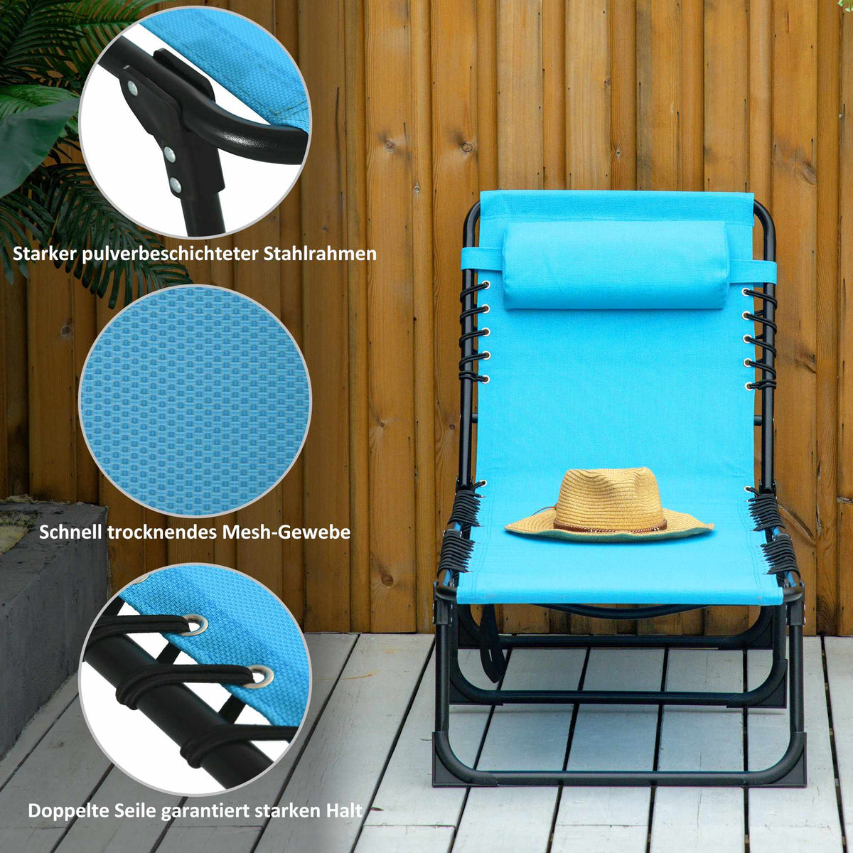 Folding Sun Lounger, Breathable Fabric, Metal Frame, 189x58x30 cm