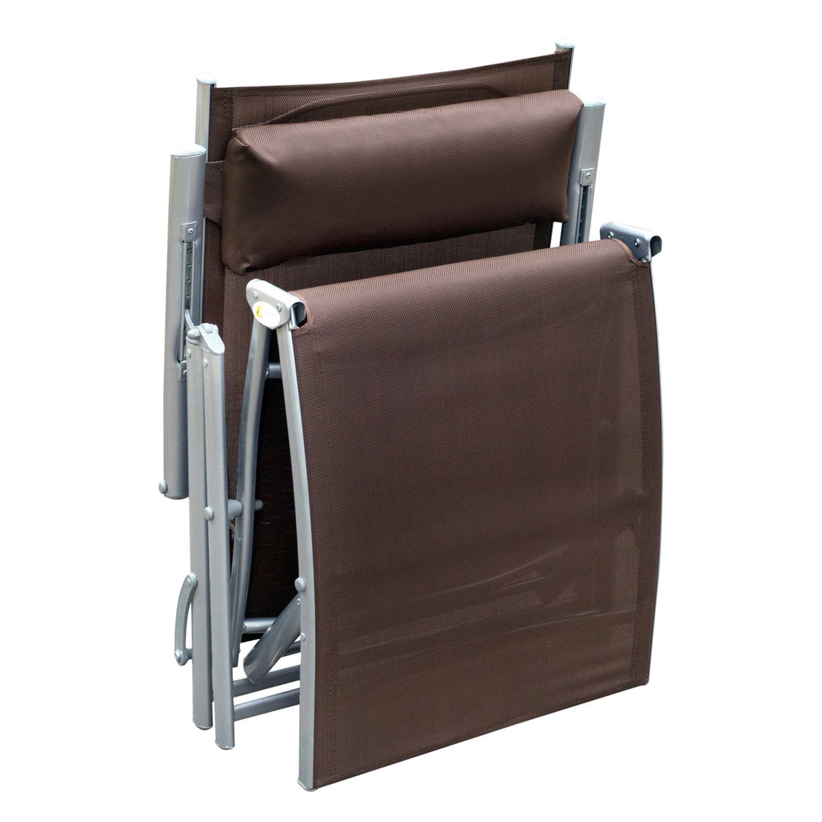 Folding Sun Lounger, Garden Lounger, Relaxation Lounger With Brown Cushion