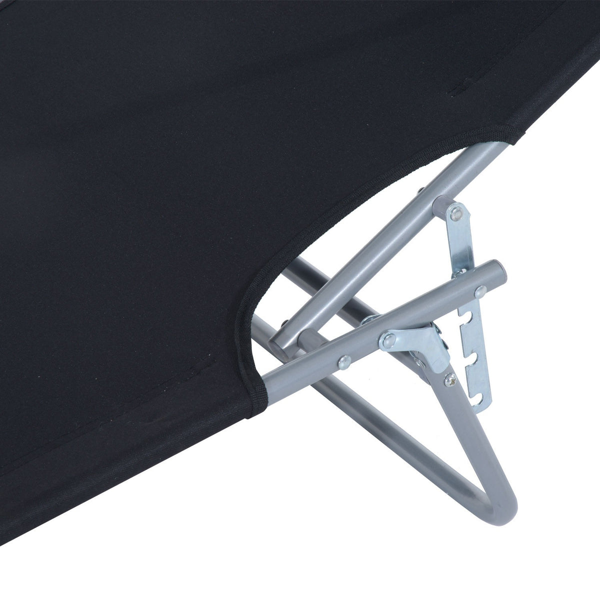Folding Sun Lounger Garden Lounger With Sun Protection, Black, 187X58X36 Cm