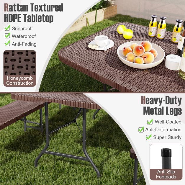 Folding Table 180 x 74 cm, HDPE Top, Safety Lock