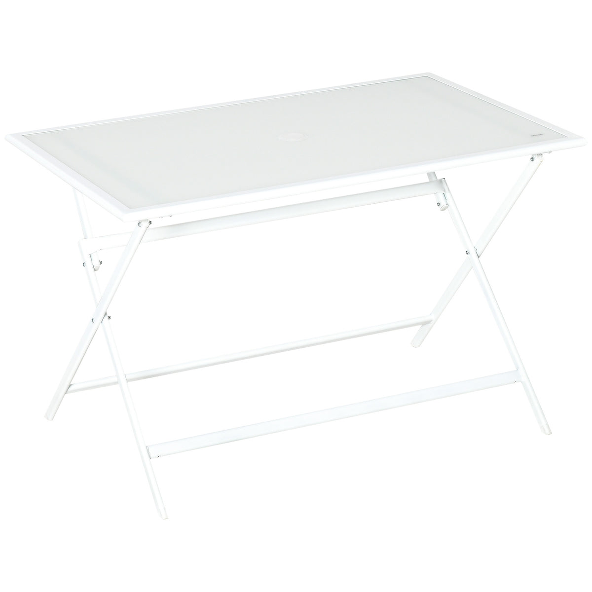 Folding Table Garden Table Umbrella Hole Folding Table Side Table Balcony Table Picnic Table Metal 110X70X70Cm