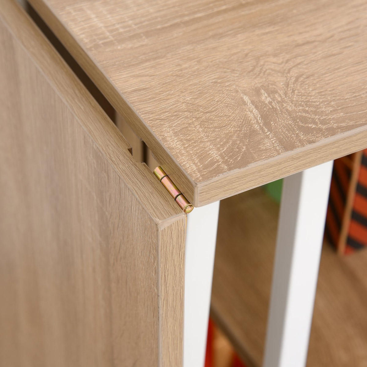 Folding Table Mobile Desk On Wheels, Side Table, Mdf, Natural, 107X55X76Cm