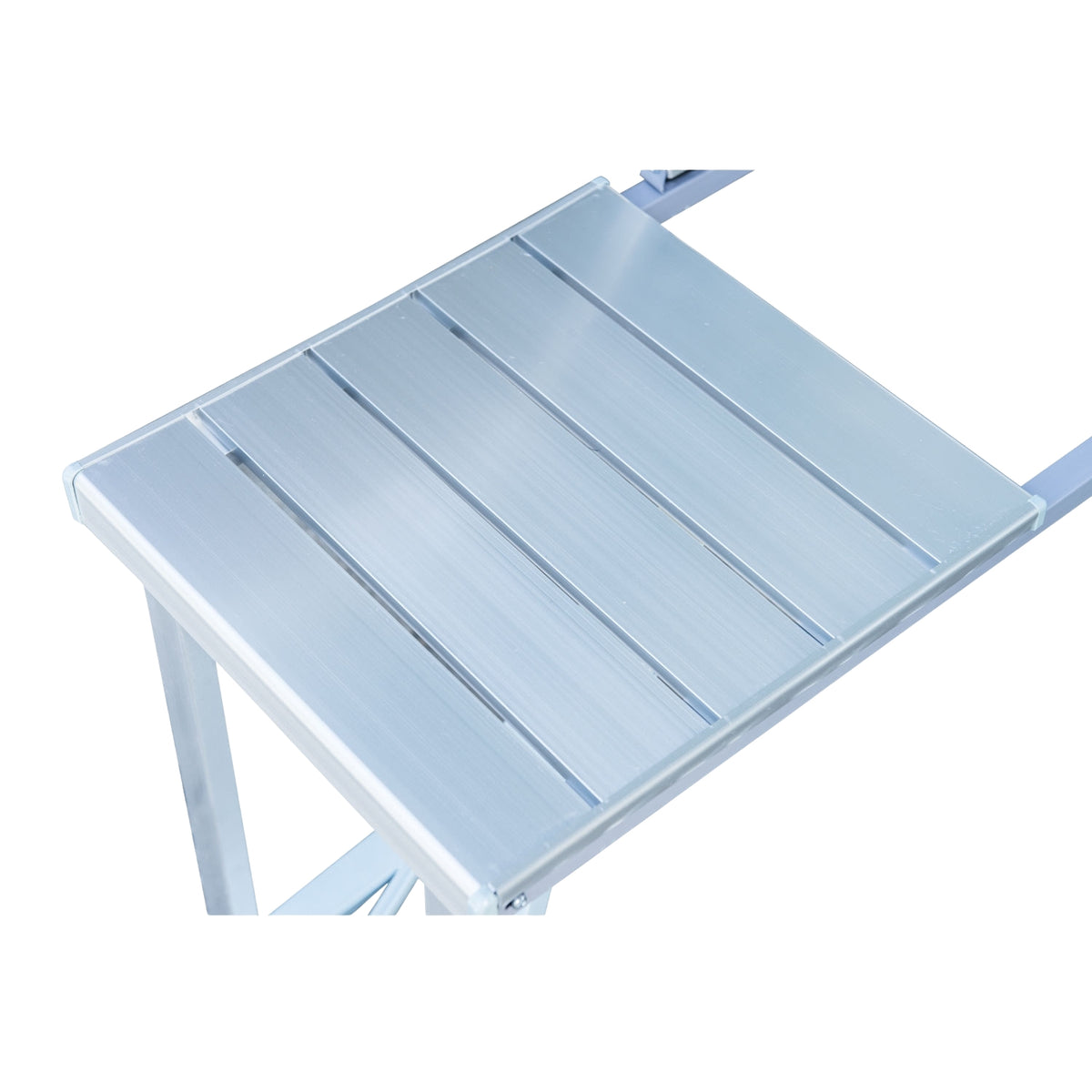 Folding Table With Seats Aluminum Picnic Suitcase Seating Group, Portable, Silver & Mdf, 84.5X67.5X66.5 Cm, For Camping & Outdoor