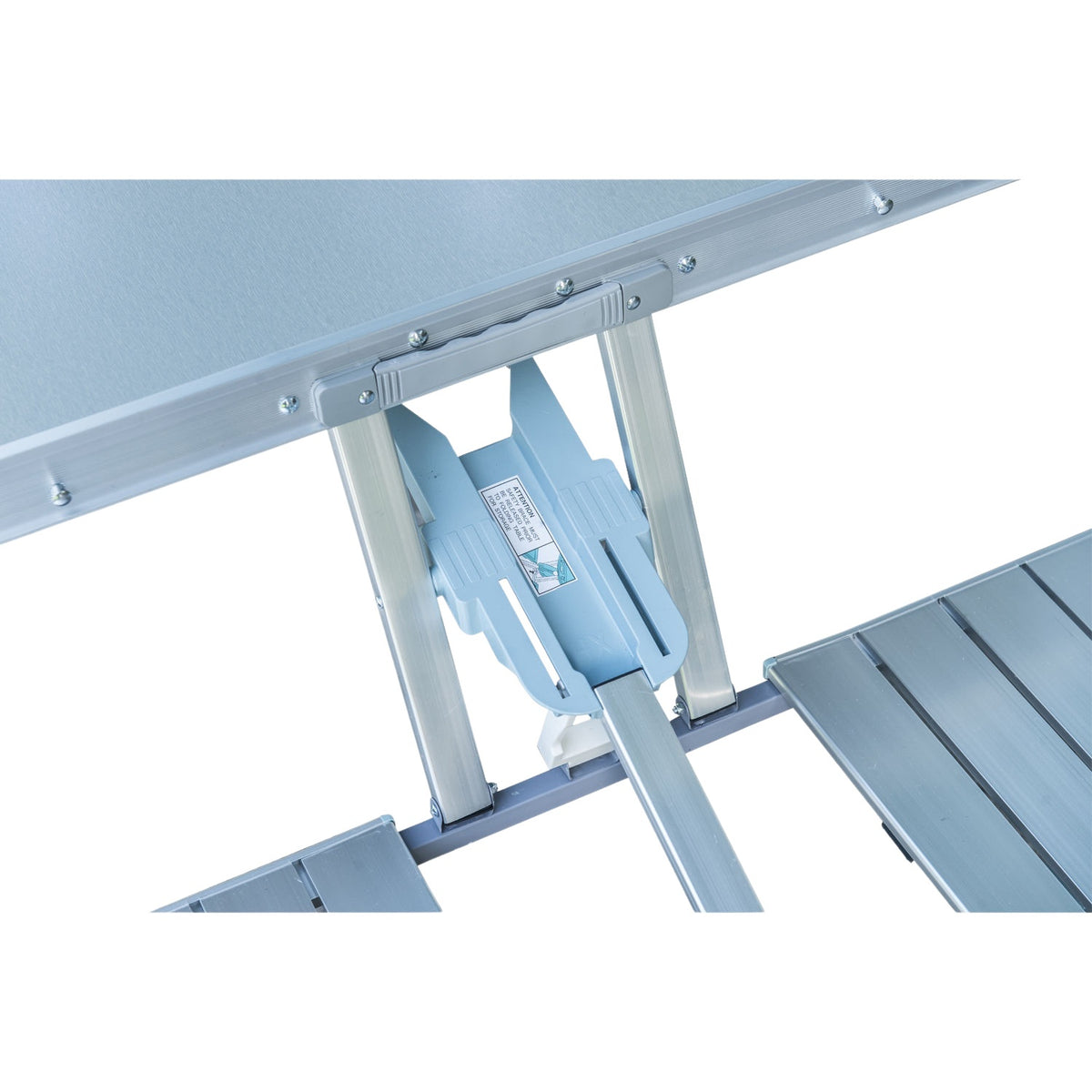 Folding Table With Seats Aluminum Picnic Suitcase Seating Group, Portable, Silver & Mdf, 84.5X67.5X66.5 Cm, For Camping & Outdoor