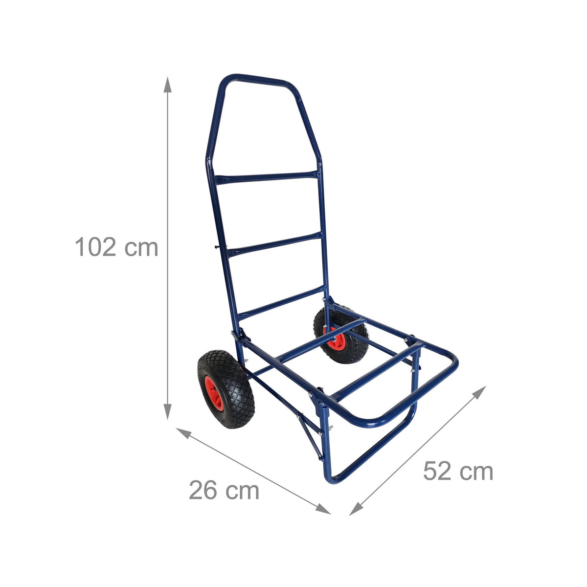 Folding Transport Trolley, 80kg Capacity, Steel, Pneumatic Tyres