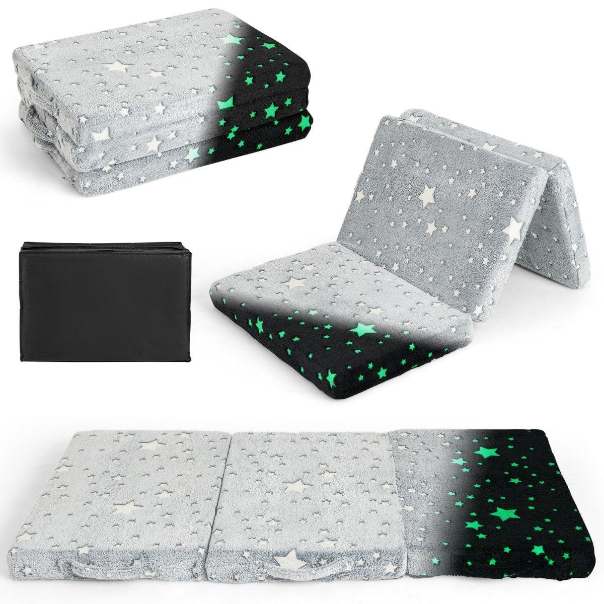 Folding Travel Mattress 60x120 cm, Glow-in-the-Dark Design