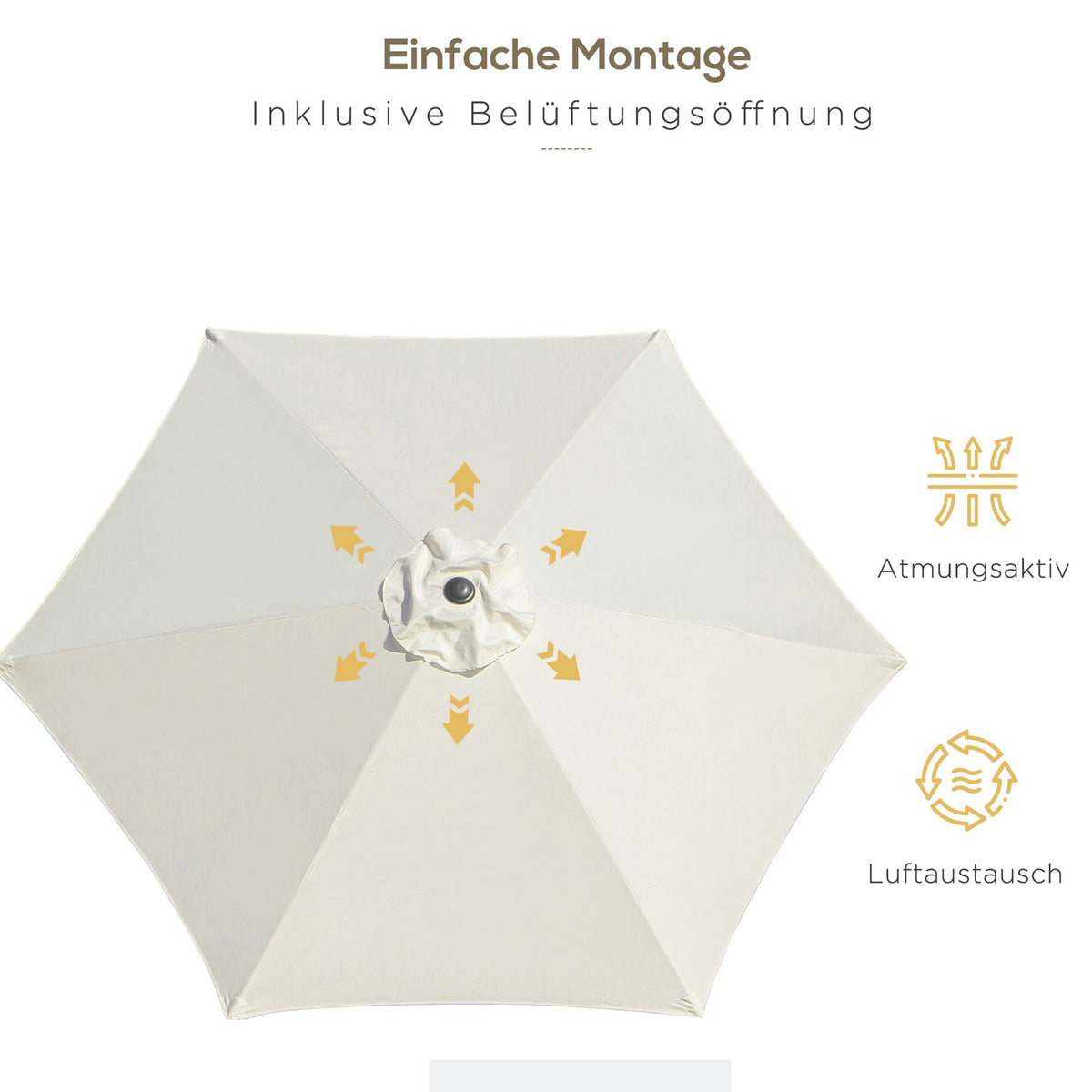 Folding Umbrella Parasol Garden Umbrella Market Umbrella With Hand Crank Aluminum 180/㎡ Polyester Beige ∅2.7 X 2.35 M