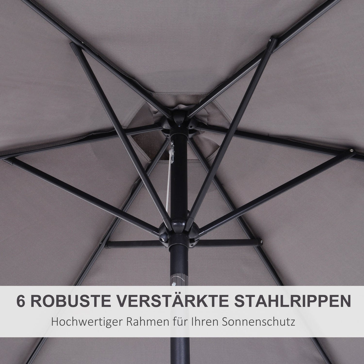 Folding Umbrella Parasol Garden Umbrella Market Umbrella With Hand Crank Aluminum 180/㎡ Polyester Gray ∅2.7 X 2.35 M
