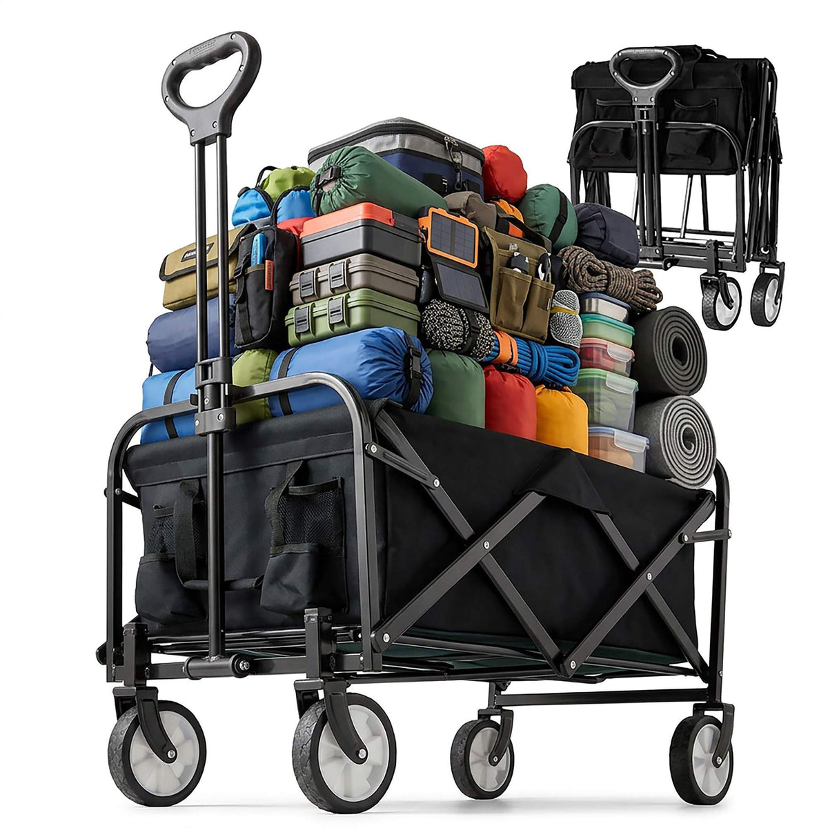 Folding Wagon for Beach, Camping, Shopping – Large Capacity