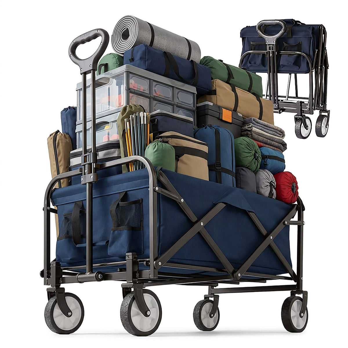 Folding Wagon with Adjustable Handle and Large Capacity