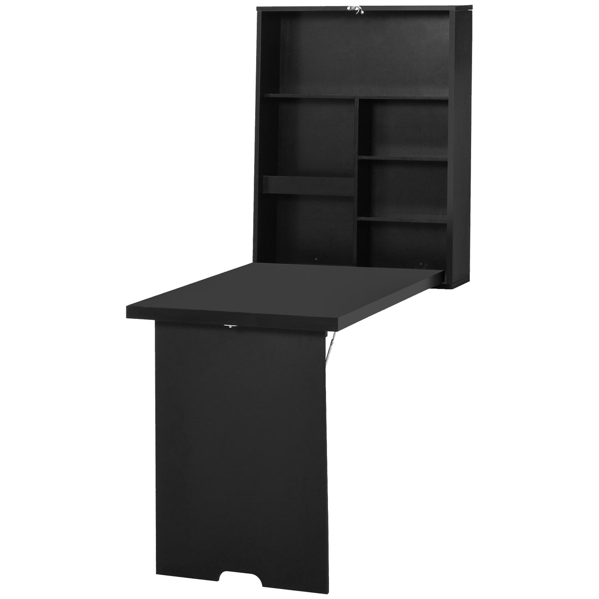Folding Wall Table, Folding Desk, Computer Table With Blackboard, Black, 60 X 94.5 X 147 Cm