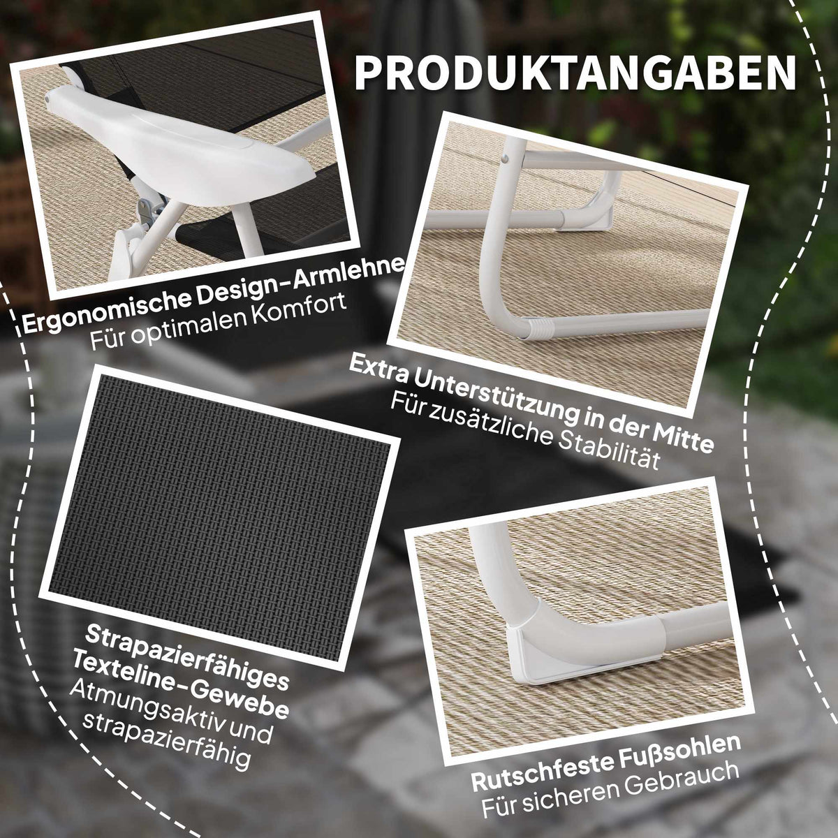 Folding Weatherproof Garden Lounger, Adjustable Backrest