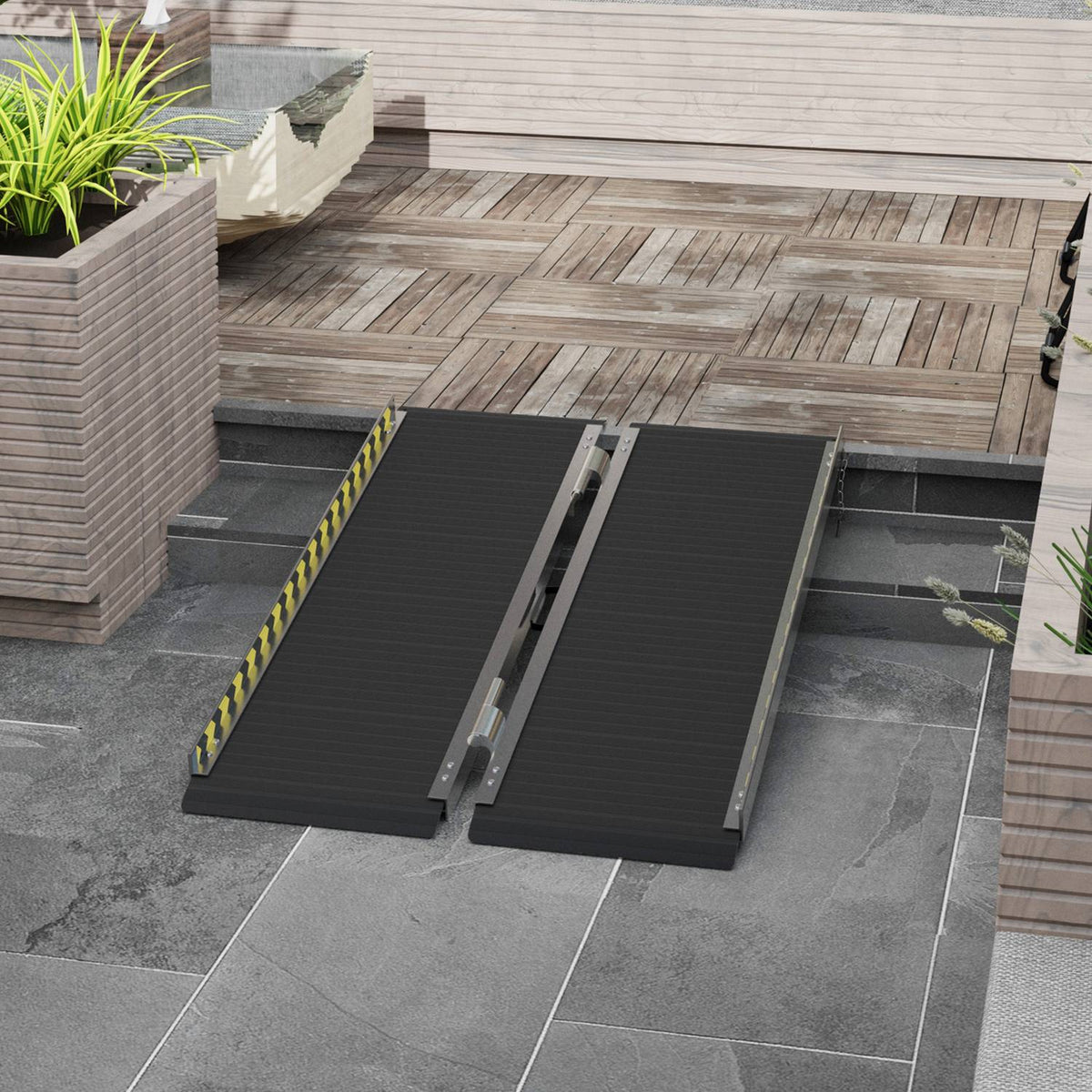 Folding Wheelchair Ramp, Non-Slip Surface, Portable Aluminum